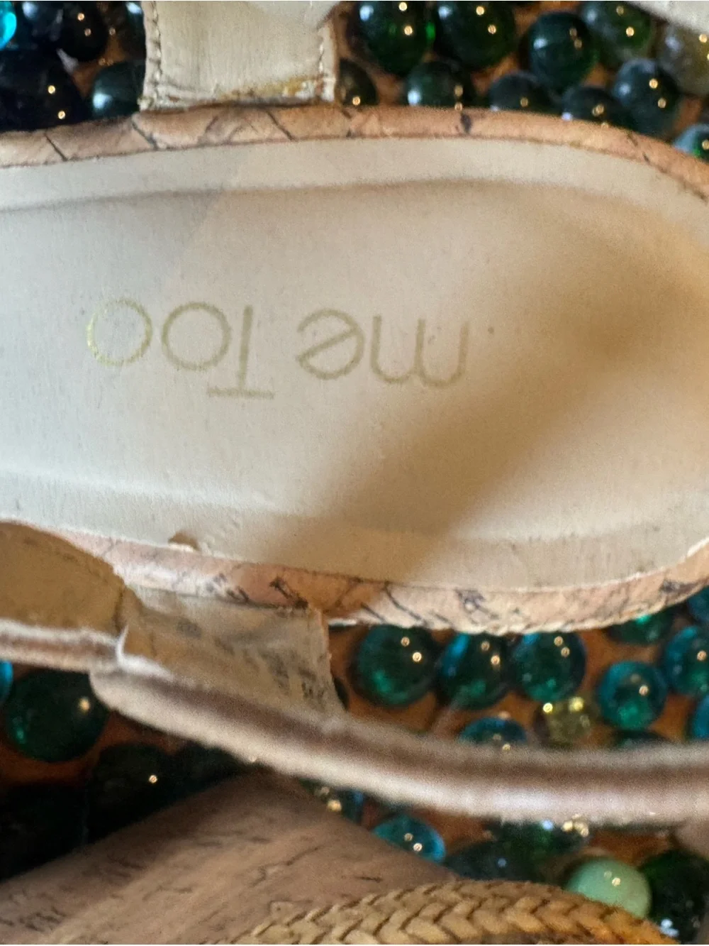 me too Braided Tan Cork Wedge Sandals